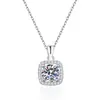 Plata de Ley S925 Cuadrado Princesa Bolso Temperamento Simple Collar Colgante Moissanita de 1 quilate Color D Cadena Clavícula Outlet de Fábrica