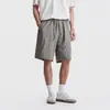 Pantalones Cortos de Cinco Puntos Cosidos en la Costura Lateral de Lyocell para Hombre, Ligeros de Verano, Ligeramente Arrugados, Transpirables, Casuales de Pierna Recta Suelta