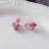 Pendientes de pin de plata con flor de cristal artificial de diamante de piedra ojo de gato fresco pequeño Corea del Sur temperamento dulce pendientes elegantes de alta gama