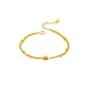 Tienda de Oro Mismo Estilo Deslumbrante Pulsera de Perlas Láser Cintura Delgada Doble Capa para Mujer, Joyería de Lujo Ligero Color Oro Arena, Accesorio de Mano de Nicho de Doble Capa