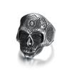 Wish Anel Masculino Vintage Punk Europeu e Americano Mais Vendido Caveira Esculpida em Aço Inoxidável Fundido Halloween Agressivo