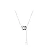 Collar de Círculo con Borla de Cintura Pequeña Chapado en Plata s925 Simple Cadena de Clavícula Diamante Flash Colgante de Cuenta de Transferencia
