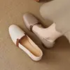 Zapatos retro franceses para mujer, nuevo modelo otoño 2026, puntera redonda, slip-on ligeros, zapatos de cuero de suela blanda, zapatos de tacón bajo de color bloqueado para mujer