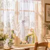 Cortina de Café Clássica Francesa Fresca Três Flores Cortina de Sol Renda Janela de Canto Cortina Curta Divisória de Entrada Cortina Decorativa Preta