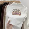 Camiseta térmica de forro polar para niña, cuello semi-alto, Otoño Invierno, Ropa interior cálida para niños, Top elegante para niña con cuello con volantes