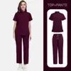 Traje Gola Alta Feminino Zíper Salão de Beleza Roupa de Trabalho Uniforme Lavagem à Mão Roupas de Verão Manga Curta Roupas Cirúrgicas