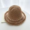 Sombrero de Paja Hecho a Mano Estilo Coreano para Mujer, Sombrero Fresco con Visera Estilo Japonés para Salidas de Primavera y Verano, Dulce y Versátil
