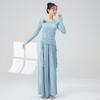 Pantalones de Danza Clásica para Mujer, Nuevo Top de Malla con Escote en V Floral Ajustado, Atuendo de Performance para Danza China, Ropa de Entrenamiento Corporal