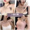 Hermoso Adhesivo de Tatuaje de Mariposa Estilo Tinta Sentido Avanzado a Prueba de Agua Duradero Personalidad Oscura para Mujer Clavícula Hada