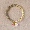 Pulseira de cristal semicolor patchwork de sândalo dourado natural pulseira de sândalo retrô artística atacado de pulseira de madeira