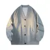 Nova Blusa de Moletom Cardigan Masculino Outono/Inverno 2026, Estilo Coreano, Elegante e Caimento Solto, Gola V Americana, Malha Fashion e Versátil