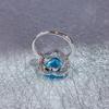 2024 Verano Nuevo Plata S925 Chapado en Platino Incrustado Topacio Azul Cielo Anillo 12mm