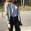 Cárdigan de Punto para Mujer Otoño Invierno Nuevo Estilo Gris Delgado Estilo Primavera Cuello Redondo Ropa de Abrigo de Principios de Primavera Suéter