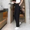 Calça de Tecido Fluido Wide Leg para Mulheres, Verão Fina de Cintura Alta Emagrecimento Petite Preta Reta Solta Casual Curta Calça de Alfaiataria