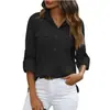 Camisa holgada con botones para mujer, de Amazon, primavera y verano, nueva, transfronteriza, europea y americana, de color liso, informal, 2024