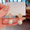 Pendientes de Aguja de Plata S925 para Mujer, Pendientes de Trébol de Cuatro Hojas con Perla, Pendientes Redondos de Moda para Rostro, Pendientes Colgantes de Temperamento Coreanos, Venta al por Mayor