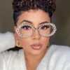 Montura de Gafas Personalizada sin Lentes con Pedrería, un Accesorio Llamativo Dulce y Genial para Chicas para Salir, Gafas Decorativas de Media Montura a la Moda Estilo Ins