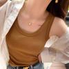 Camisola Pequeña de Verano para Mujer para Usar Exteriormente o Interiormente Estilo Chic Francés Camiseta Básica Negra de Tirantes Anchos Espalda Hermosa