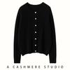 Cardigã de Cashmere Feminino Tricô Gola Redonda Suéter Cor Sólida Mais Fácil de Combinar Manga Longa Outono e Inverno Clássico Slim Top com Botões