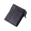 Fornecimento de Fábrica Carteira Masculina de Couro Genuíno Curta Moda Porta-Moedas Couro de Vaca Cavalo Louco Carteira com Zíper Duplo Dropshipping Transfronteiriço