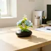 Venta Caliente Transfronteriza Tres Crisantemos de Caballero Maceta Plana Pequeña Planta en Maceta Adorno Hogar Dormitorio Decoración de Escritorio Flor Artificial Pequeño Arreglo de Bonsái