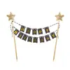 Decoración de pastel bandera de tirar de estrella de cinco puntas tela no tejida tarjeta de feliz cumpleaños inserción de estrella pancarta de estrella tapón de palillo de dientes escena pastel