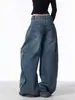Jeans Retro Lavados Desconstruidos Tipo Cimitarra de Calle Alta Americana para Mujer con Tres Rayas y Pantalones de Pierna Ancha