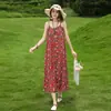 Nuevo Vestido de Verano de Algodón y Seda con Tirantes para Mujer, Elegante y Adelgazante, Vestido Largo Casual para Vacaciones en la Playa