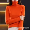 Suéter transfronterizo 100% lana para mujer, jersey de cuello alto, camiseta base de punto para otoño e invierno, top de cachemira de cuello alto ajustado