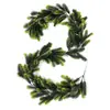 Decoración Navideña Transfronteriza Anillo de Mimbre con Cola de Perro Blanca y Verde, Flor de Terciopelo, Cabeza de Rama de Pino, Escena de Hotel y Centro Comercial