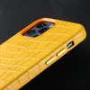 Funda para Teléfono Móvil iPhone 14 Pro con Succión Magnética Apple 13 Hecha a Mano Borde Completo Patrón de Cocodrilo Resistente a Caídas Funda Protectora de Negocios