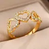 Anillo Exquisito de Circonita Súper Brillante de Celebridad de Internet para Niñas, Lujo Ligero de Alta Gama, Anillo Ajustable de Apertura, Simple con Electrochapado en Oro Real
