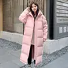 Jaqueta de Penas de Inverno para Homens e Mulheres, Longa Estilo Coreano, Ins Acima do Joelho, Conversível, Cor Sólida, Engrossada, Quente Pato Penas Casaco Masculino