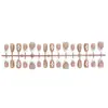 Dicas de Unhas Usáveis com Flor de Cerejeira Rosa Nude Banhadas a Ouro para Comércio Exterior, Bordas Brancas Iluminadoras, Manicure Francesa, Unhas com Diamante Triturado de Luxo Leve