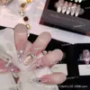 Mariposa Estrella Niebla MoradaUñas Ovaladas Puramente Hechas a Mano, Lujoso Arte de Uñas de Primavera, Puntas de Uñas Mariposa Ojo de Gato, Diseño de Pajarita