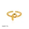 Europa y Estados Unidos transfronterizo anillo de oro de 18 quilates 26 letras inglesas anillo de apertura ajustable con cuentas de burbuja suministro de comercio exterior