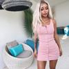 Amazon transfronterizo 2018 verano europeo y americano mujeres sexy tejido de punto de un solo botón vestido cárdigan vestido