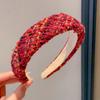 Diadema Estilo Tweed Cabeza Roja Diadema de Año Nuevo Ramillete de Pelo Pasador de Ala Ancha Pasador Pequeño Diadema para Mujer Nuevo Otoño e Invierno 2024