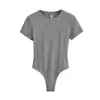 G005-25 Novo Estilo de Verão Estilo Europeu e Americano Garota Popular Desejo Puro Sexy Elástico Slim Fit Simples Gola Redonda Manga Curta Macacão
