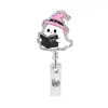 Porta Credencial Halloween Fantasma Acrílico con Clip de Cocodrilo Retráctil Tirón Fácil Carrete Giratorio Regalo Médico Clip de Tirón Fácil