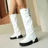 Novedad Botas de Pierna de Pantalón Bidireccional de Comercio Exterior Botas para Mujer Otoño/Invierno 2026 Hebilla Plataforma Impermeable Hasta la Rodilla
