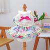Ropa para Mascotas, Ropa para Perros y Gatos, Vestido de Princesa Primavera y Verano, Lindo Vestido Floral de Encaje para el Verano