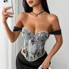Popular de Europa y América Nuevo Retro Jacquard Francés Estilo Pintura al Óleo Estilo Palacio Bustier Corsé Chaleco para Mujeres, Nicho y Moderno
