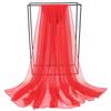 Lenço de Seda Chiffon, Cor Sólida, Vermelho Vivo, Lenço de Praia, Lenço Longo de Gaze, Xale para Ar Condicionado, Proteção Solar, Lenço para Dança Quadrada, 170*150