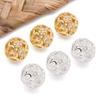 Chapado en Oro Real de 18K Color Plata Grueso Conservante del Color Zirconio Calado Flor Bola Espaciador Colgante Colgante Pulsera DIY Accesorios de Joyería