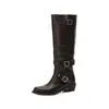 Botas de Montar de Talla Grande con Hebilla Ancha para Pantorrilla, Corte Relajado, Invierno 2026, Gruesas, Tacón Medio, Punta Redonda, Caña Alta Ancha para Mujer