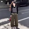 Conjunto para Niña Colección Otoño 2026: Camiseta Básica para Niños Mediana y Grande, Chaleco Rayado, Pantalón de Guadaña con Adorno de Encaje, Pantalón de Trabajo de Algodón con Solapa Trasera