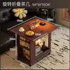 Mesa Auxiliar Móvil Gabinete Lateral para Sofá Mesita de Noche Pequeña Mesa Plegable de Madera Maciza Vintage Carrito Pequeño Mesa de Café Estante de Almacenamiento