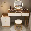Tocador de dormitorio nórdico, mueble integrado multifuncional minimalista moderno, tocador inteligente con carga inalámbrica