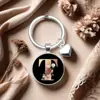 Chaveiro de Flor Rosa Mais Vendido no Exterior Letra A-Z Moda Retrô Pedra do Tempo Chaveiro de Carro Personalizado Atacado